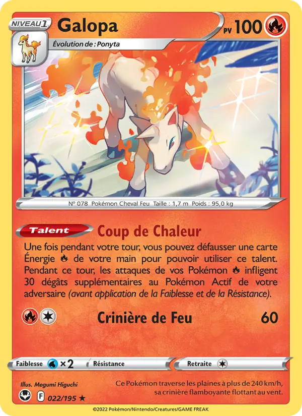 Scan HD carte Pokémon Galopa 022/195 — Tempête Argentée