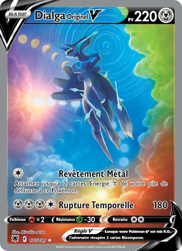 Scan HD carte Pokémon Dialga Originel V 177/189 — Astres Radieux