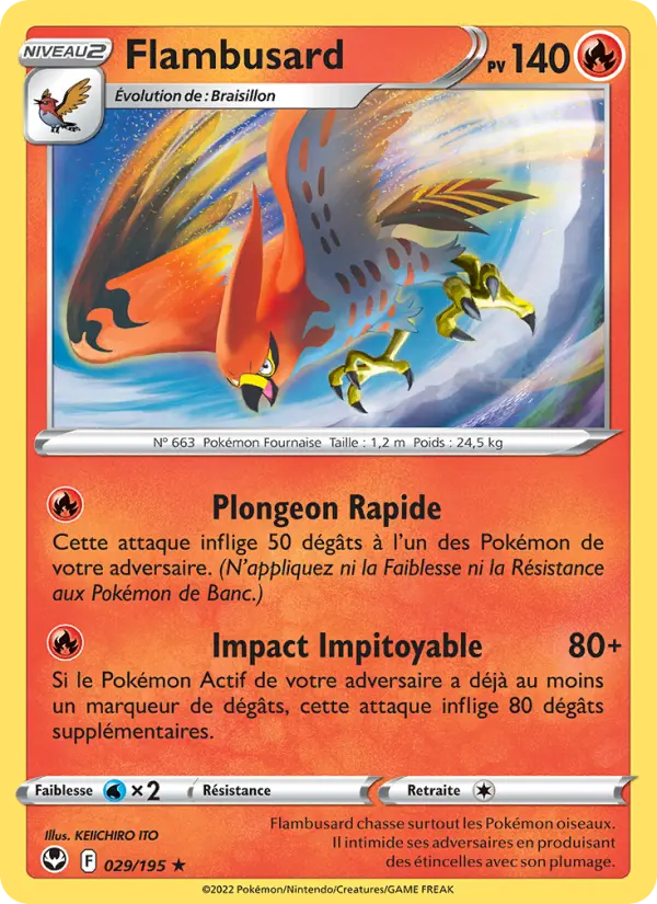 Scan HD carte Pokémon Flambusard 029/195 — Tempête Argentée