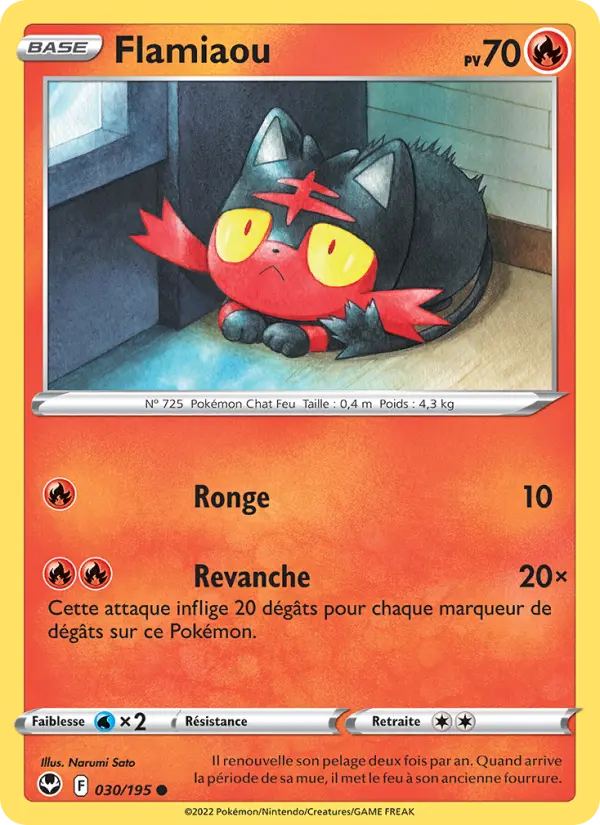 Scan HD carte Pokémon Flamiaou 030/195 — Tempête Argentée