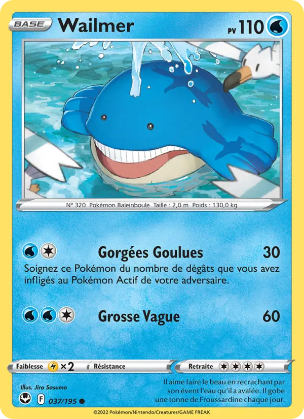 Scan HD carte Pokémon Wailmer 037/195 — Tempête Argentée