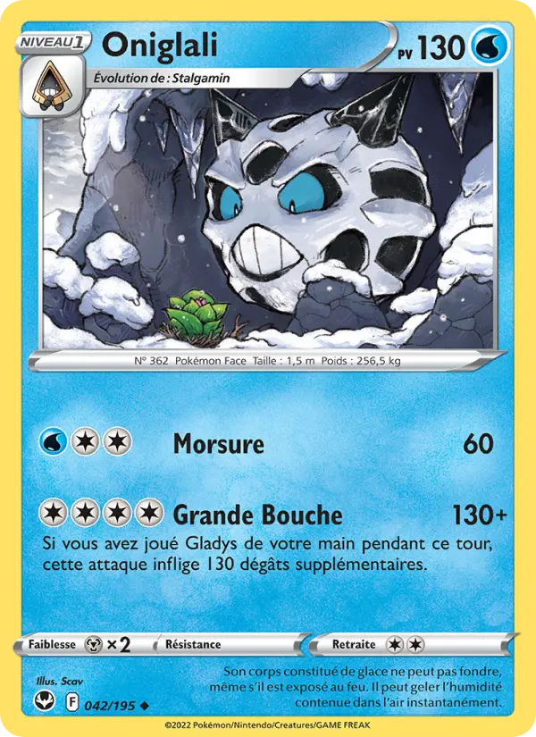 Scan HD carte Pokémon Oniglali 042/195 — Tempête Argentée