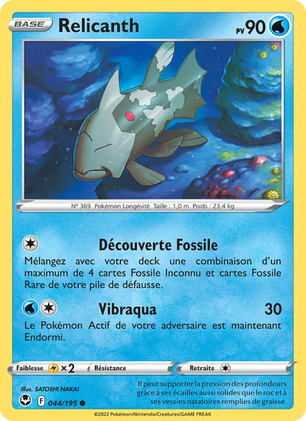 Scan HD carte Pokémon Relicanth 044/195 — Tempête Argentée