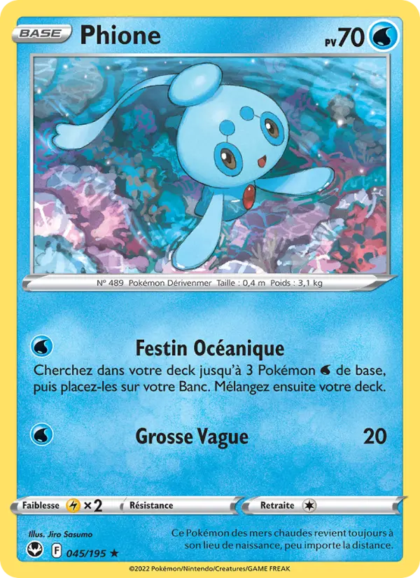 Scan HD carte Pokémon Phione 045/195 — Tempête Argentée