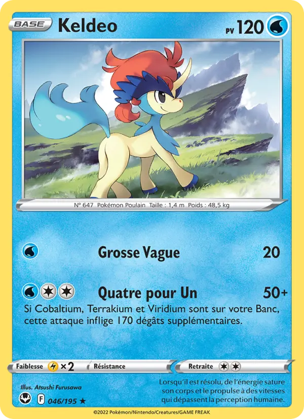 Scan HD carte Pokémon Keldeo 046/195 — Tempête Argentée