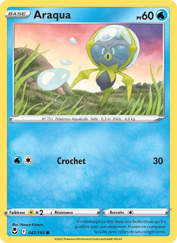 Scan HD carte Pokémon Araqua 047/195 — Tempête Argentée