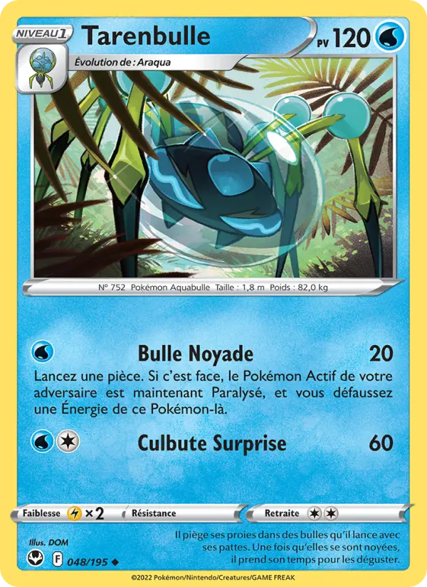Scan HD carte Pokémon Tarenbulle 048/195 — Tempête Argentée