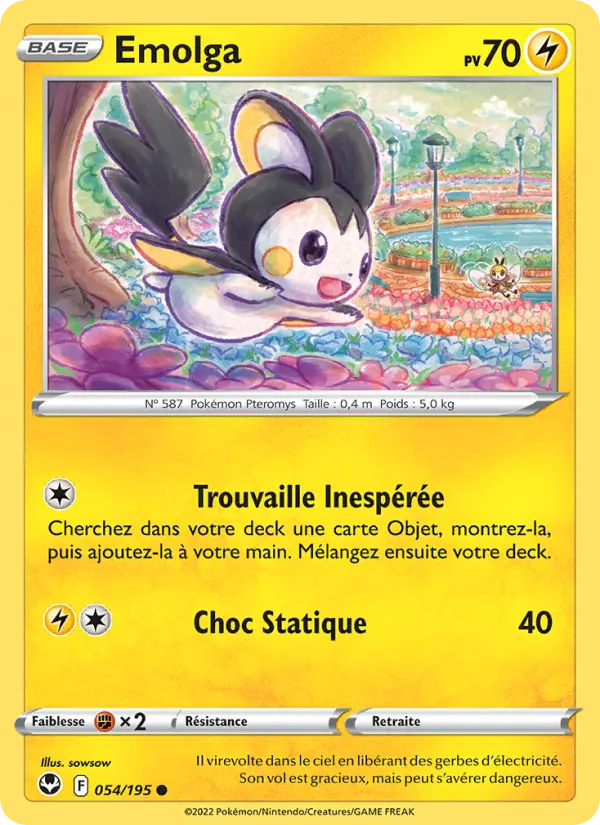 Scan HD carte Pokémon Emolga 054/195 — Tempête Argentée