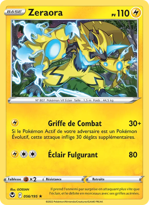 Scan HD carte Pokémon Zeraora 056/195 — Tempête Argentée