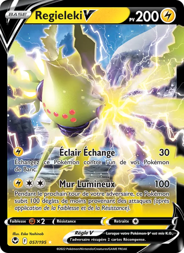 Scan HD carte Pokémon Regieleki V 057/195 — Tempête Argentée