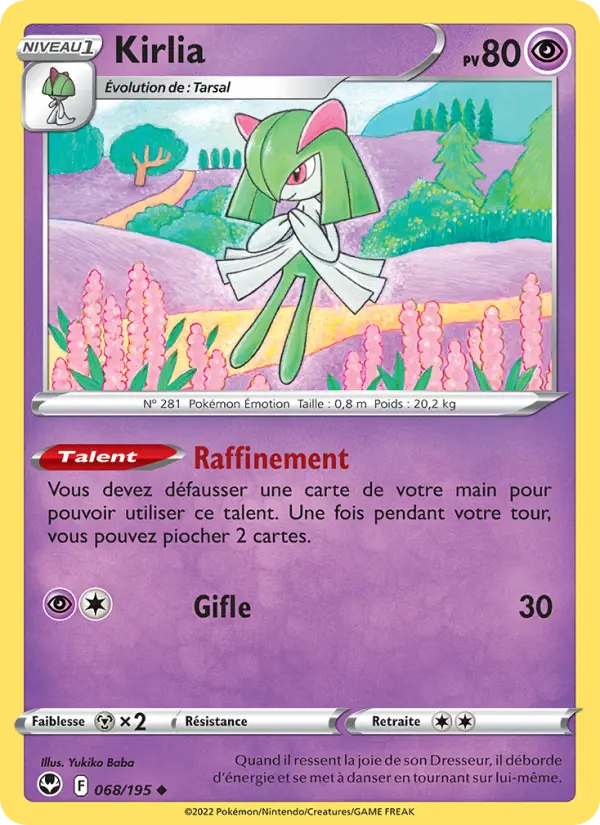 Scan HD carte Pokémon Kirlia 068/195 — Tempête Argentée