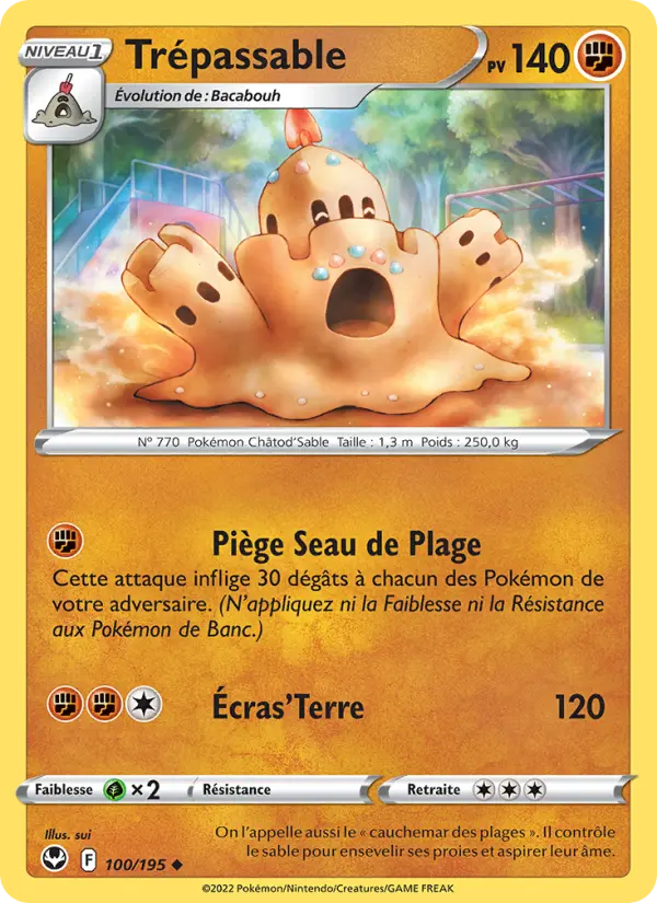 Scan HD carte Pokémon Trépassable 100/195 — Tempête Argentée