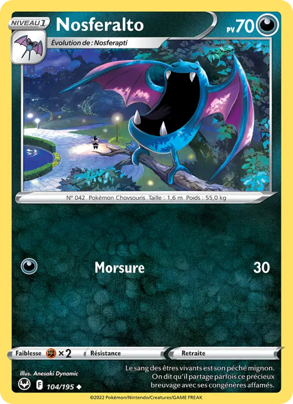 Scan HD carte Pokémon Nosferalto 104/195 — Tempête Argentée