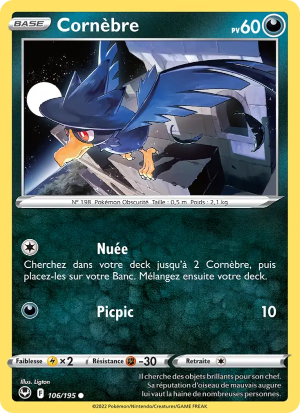 Scan HD carte Pokémon Cornèbre 106/195 — Tempête Argentée