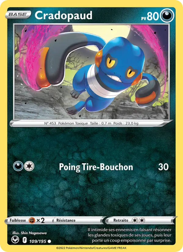 Scan HD carte Pokémon Cradopaud 109/195 — Tempête Argentée