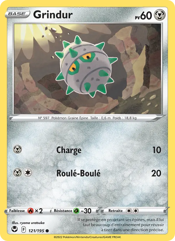 Scan HD carte Pokémon Grindur 121/195 — Tempête Argentée