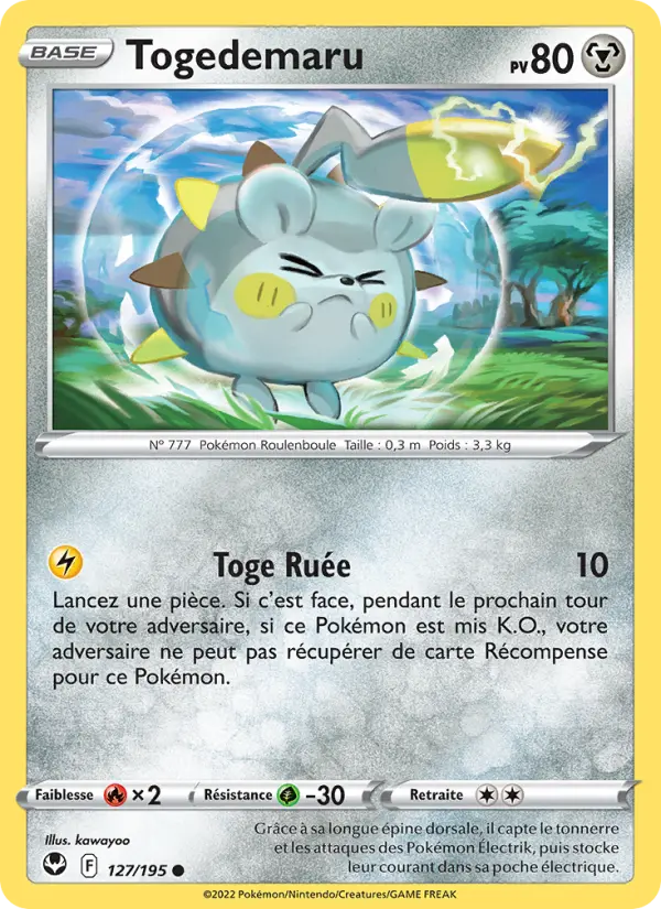 Scan HD carte Pokémon Togedemaru 127/195 — Tempête Argentée