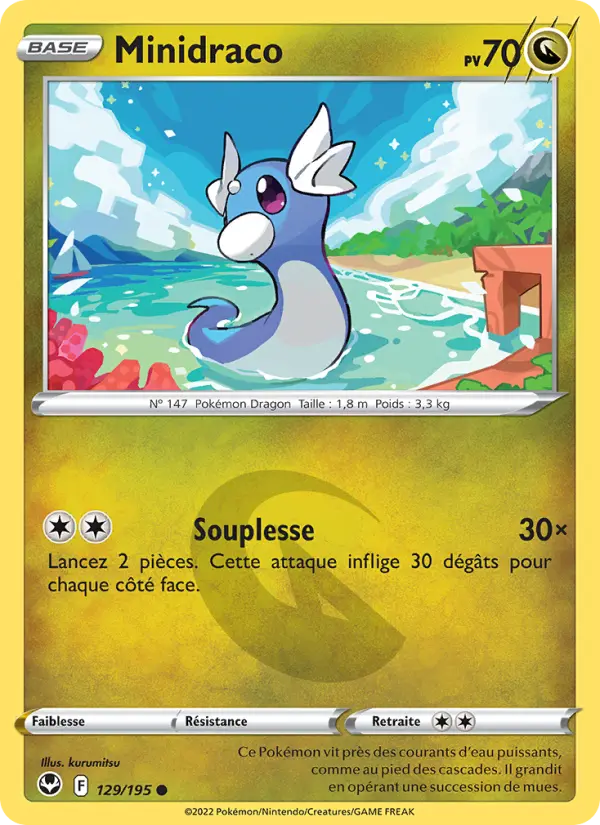 Scan HD carte Pokémon Minidraco 129/195 — Tempête Argentée