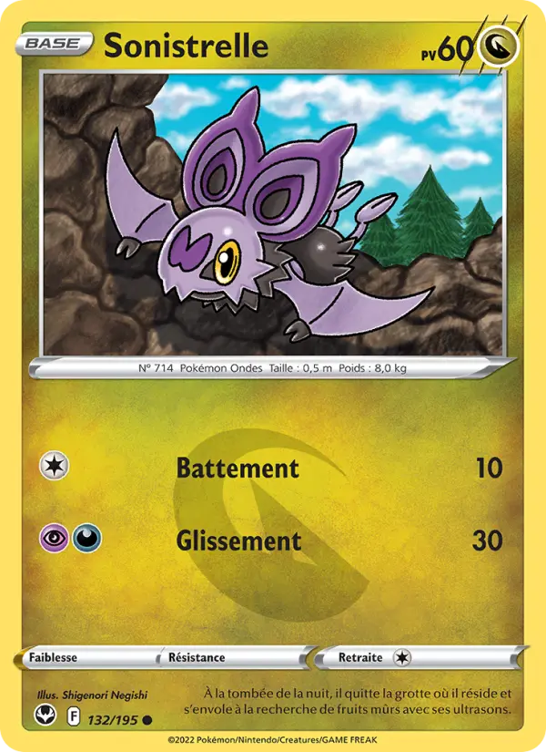 Scan HD carte Pokémon Sonistrelle 132/195 — Tempête Argentée