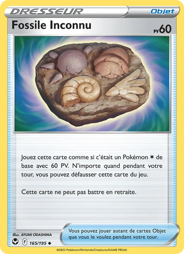 Scan HD carte Pokémon Fossile Inconnu 165/195 — Tempête Argentée