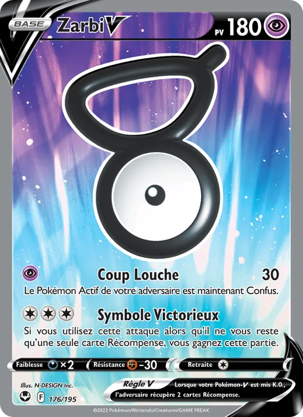 Scan HD carte Pokémon Zarbi V 176/195 — Tempête Argentée