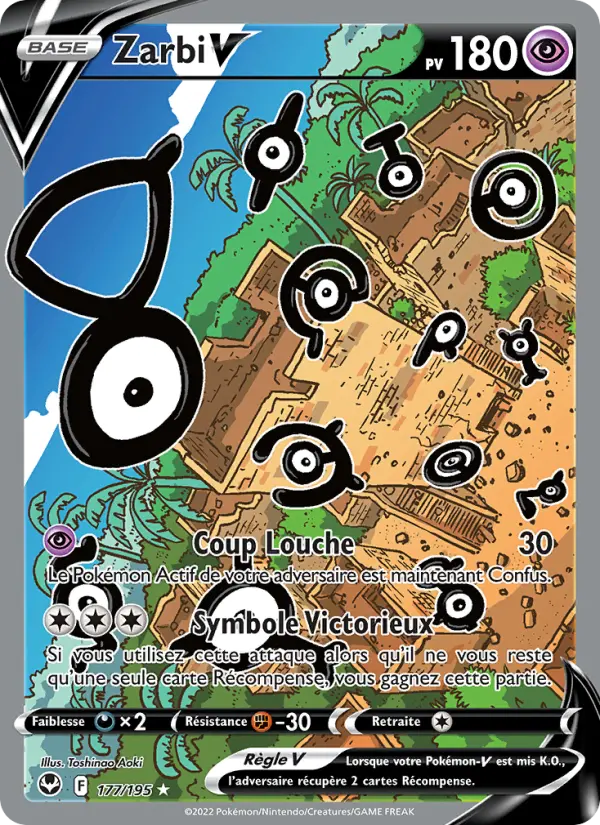 Scan HD carte Pokémon Zarbi V 177/195 — Tempête Argentée