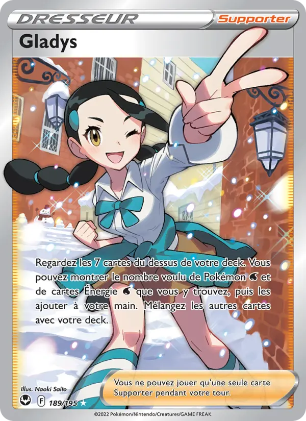Scan HD carte Pokémon Gladys 189/195 — Tempête Argentée