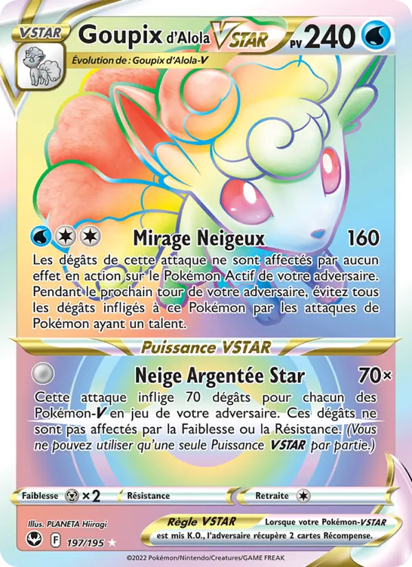 Scan HD carte Pokémon Goupix d'Alola VSTAR 197/195 — Tempête Argentée
