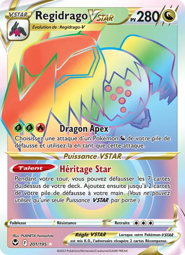 Scan HD carte Pokémon Regidrago VSTAR 201/195 — Tempête Argentée