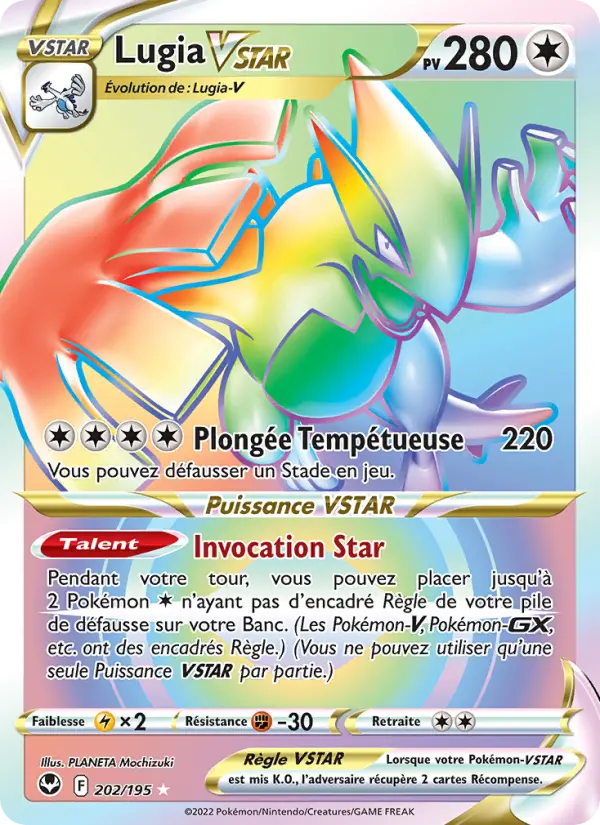 Scan HD carte Pokémon Lugia VSTAR 202/195 — Tempête Argentée