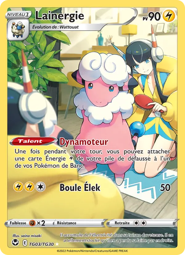 Scan HD carte Pokémon Lainergie TG03/195 — Tempête Argentée