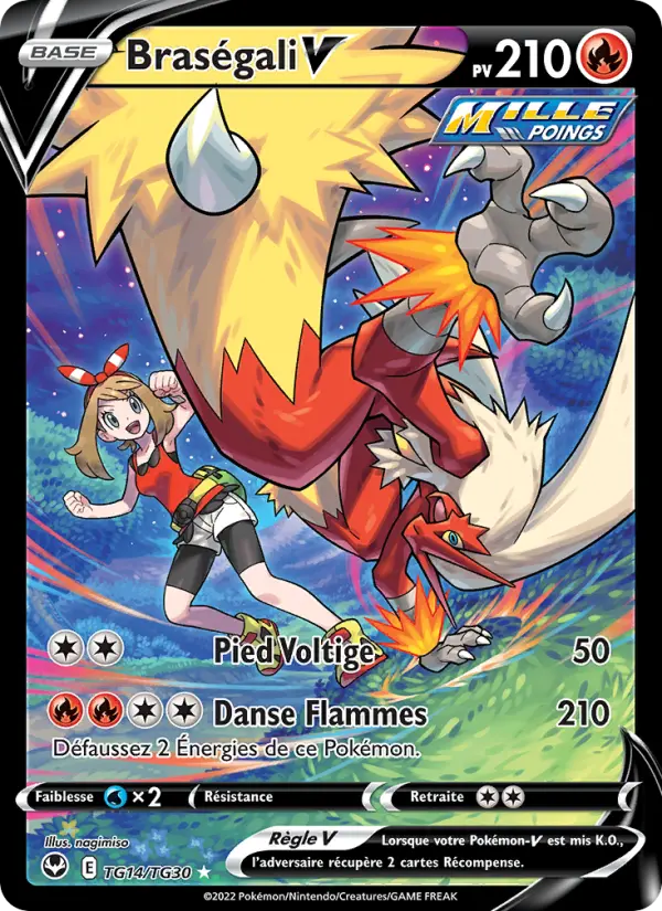 Scan HD carte Pokémon Braségali V TG14/195 — Tempête Argentée
