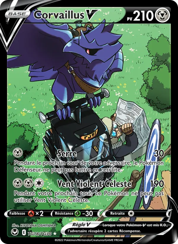 Scan HD carte Pokémon Corvaillus V TG18/195 — Tempête Argentée