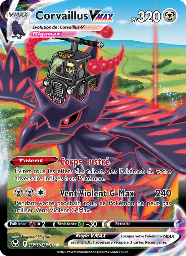 Scan HD carte Pokémon Corvaillus VMAX TG19/195 — Tempête Argentée