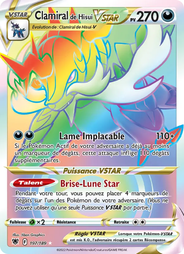 Scan HD carte Pokémon Clamiral de Hisui VSTAR 197/189 — Astres Radieux