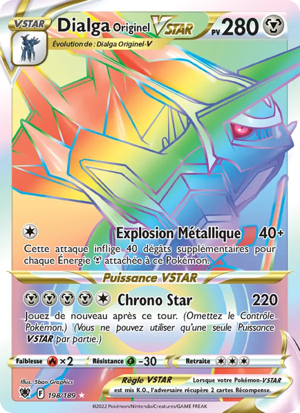 Scan HD carte Pokémon Dialga Originel VSTAR 198/189 — Astres Radieux