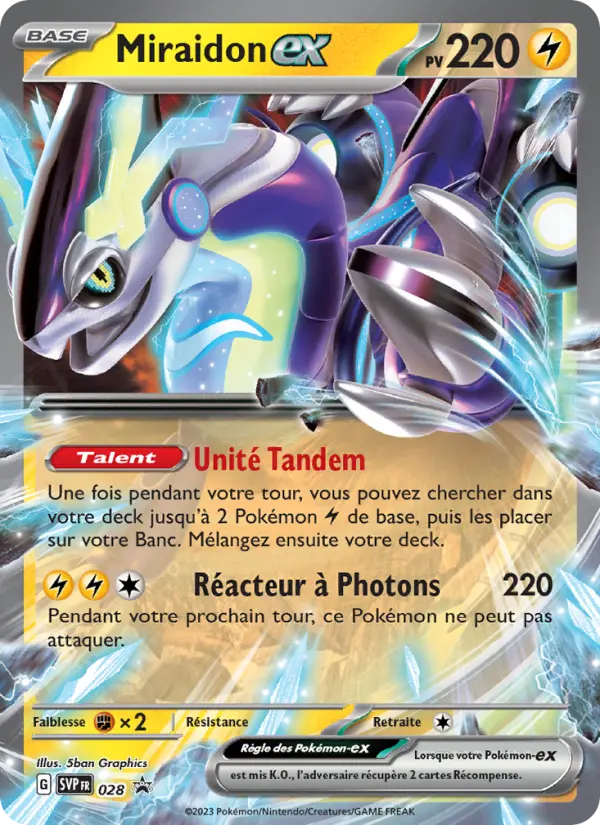 Scan HD carte Pokémon Miraidon-ex 028/225 — SVP Black Star Promos