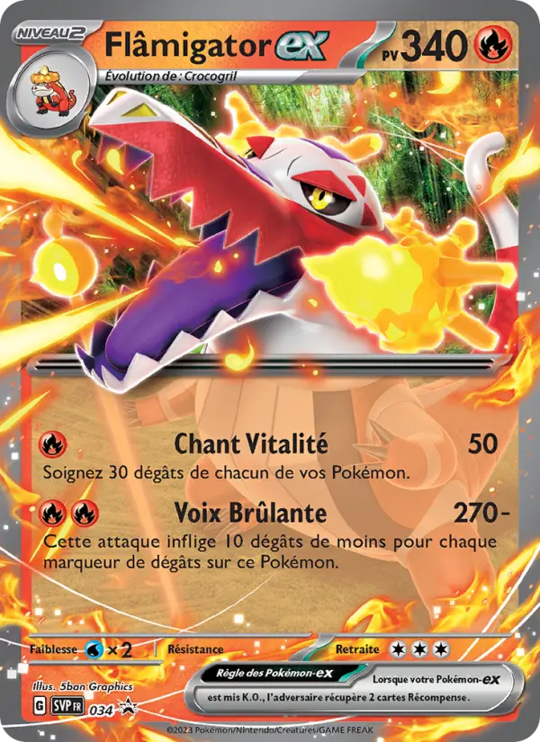 Scan HD carte Pokémon Flâmigator-ex 034/225 — SVP Black Star Promos