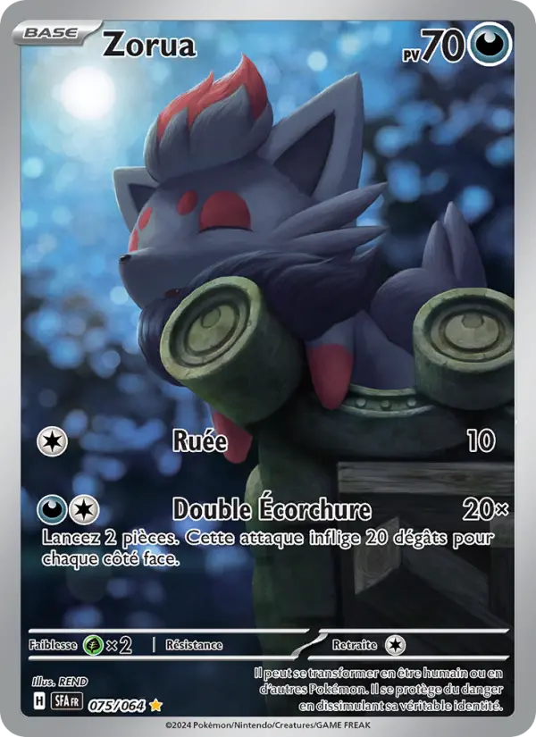 Scan HD carte Pokémon Zorua 075/64 — Fable Nébuleuse