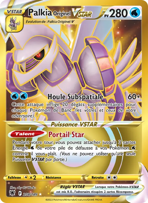 Scan HD carte Pokémon Palkia Originel VSTAR 208/189 — Astres Radieux