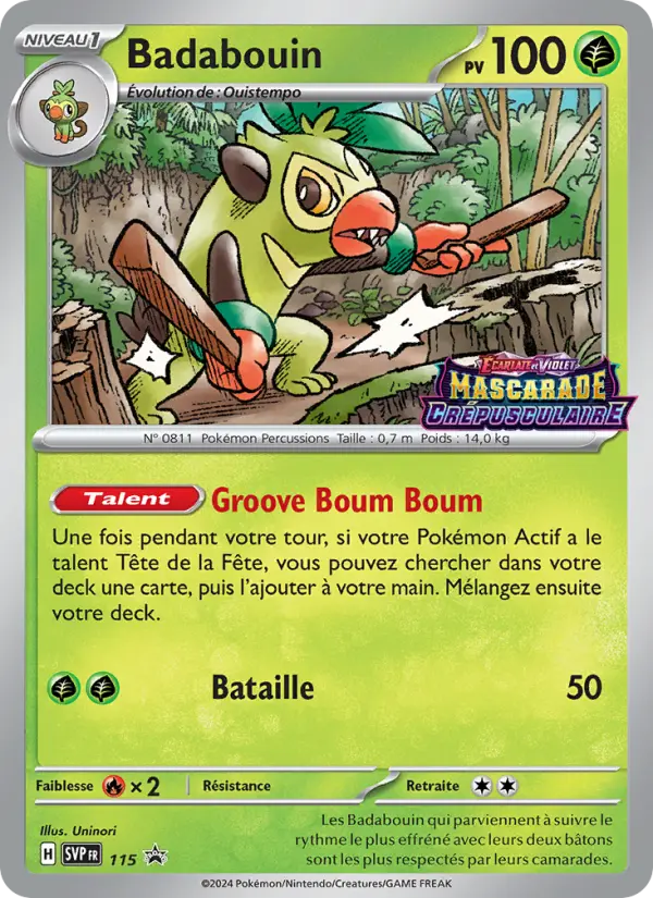 Scan HD carte Pokémon Badabouin 115/225 — SVP Black Star Promos