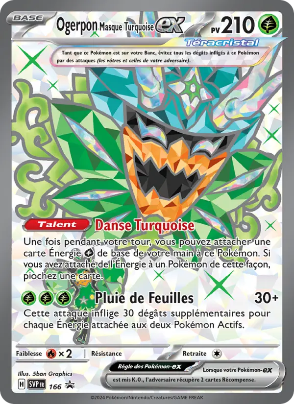 Scan HD carte Pokémon Ogerpon Masque Turquoise-ex 166/225 — SVP Black Star Promos