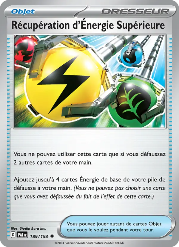 Scan HD carte Pokémon Récupération d'Énergie Supérieure 189/193 — Évolutions à Paldea
