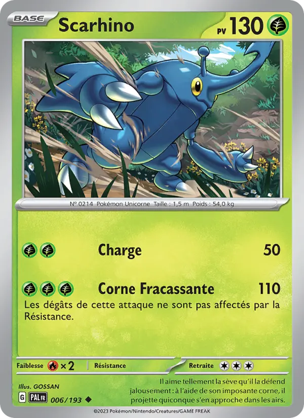Scan HD carte Pokémon Scarhino 006/193 — Évolutions à Paldea
