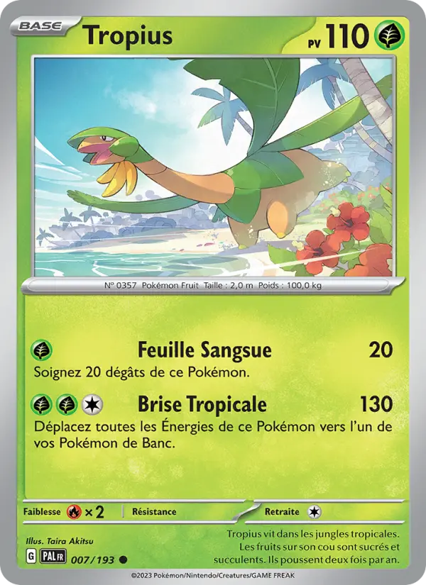 Scan HD carte Pokémon Tropius 007/193 — Évolutions à Paldea