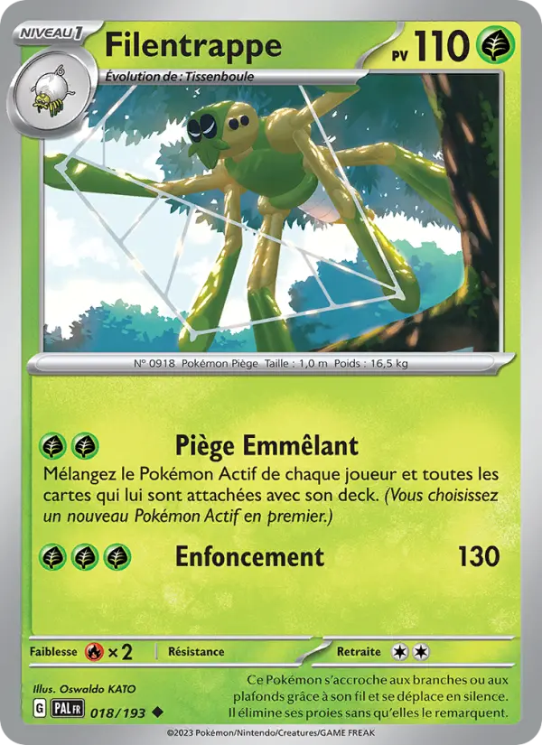 Scan HD carte Pokémon Filentrappe 018/193 — Évolutions à Paldea