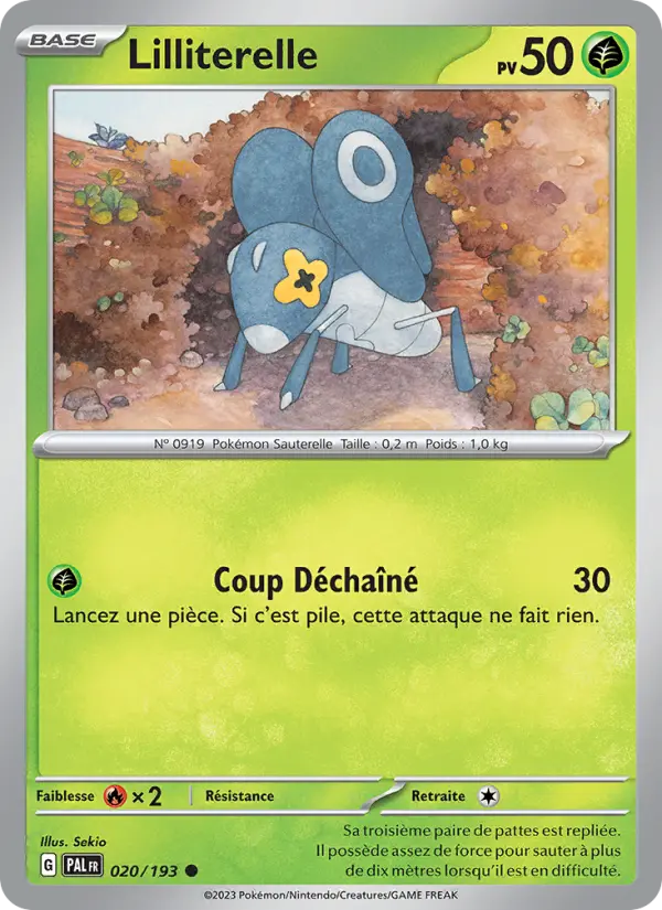Scan HD carte Pokémon Lilliterelle 020/193 — Évolutions à Paldea