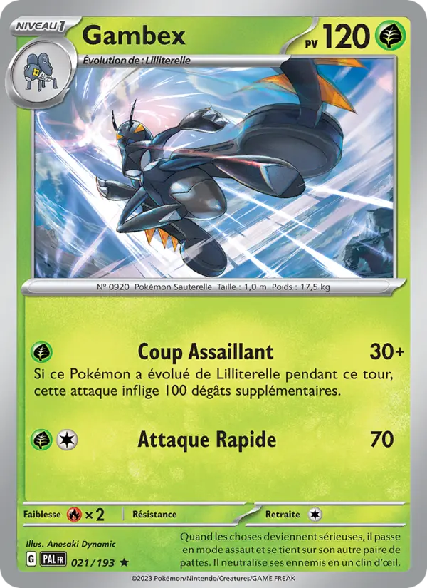 Scan HD carte Pokémon Gambex 021/193 — Évolutions à Paldea