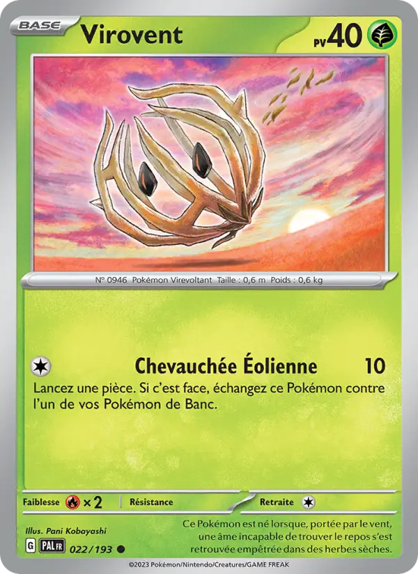 Scan HD carte Pokémon Virovent 022/193 — Évolutions à Paldea