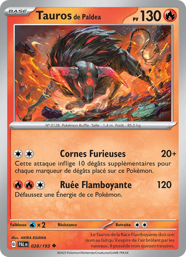 Scan HD carte Pokémon Tauros de Paldea 028/193 — Évolutions à Paldea
